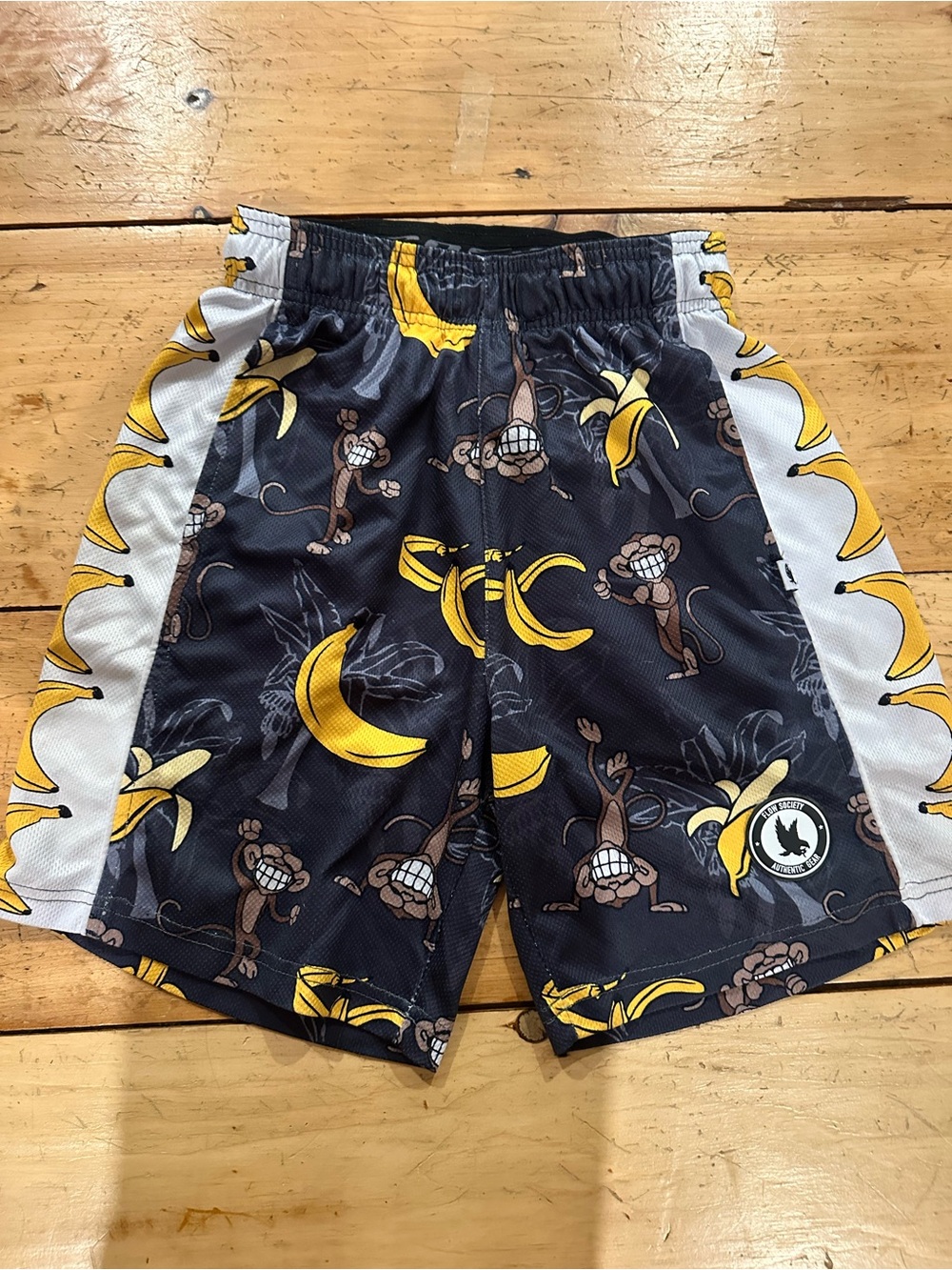 Flow Society Kids Monkey Banana Print Athletic Shorts - Black & Yellow